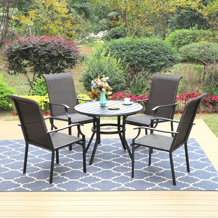 Lark Manor Alyah 4 Person Round Outdoor Dining Set with Cushions